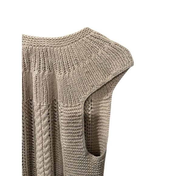 Maurada Open Front Knit Vest Tan Sleeveless Medium 80% Silk 20% Cotton Womens - Picture 5 of 5